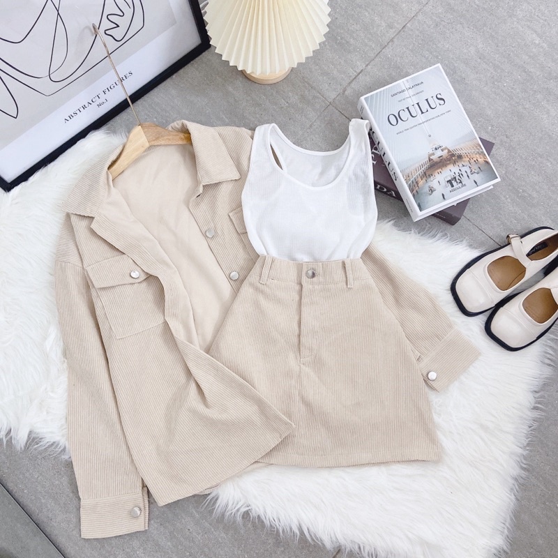 SET KAKI NHUNG XANH 3 MÓN