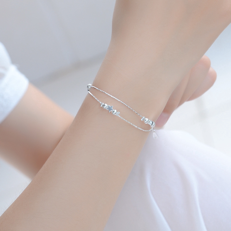 Vòng đeo tay màu bạc nhiều lớp thời trang dành cho nữ