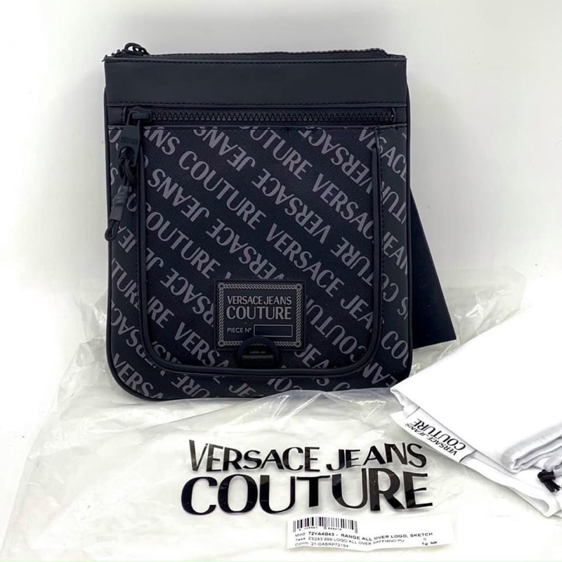 TNS-Túi đeo chéo nam form chữ nhật couture siêu hottrend VSJ sling bag-chất da cao cấp-tone đen chữ trắng cá tính
