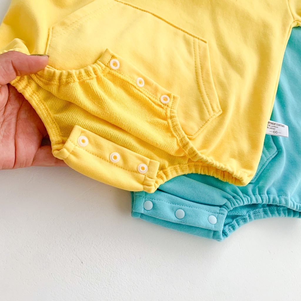 Áo liền quần tay dài thiết kế mũ trùm đầu kiểu tai gấu đáng yêu dành cho bé sơ sinh