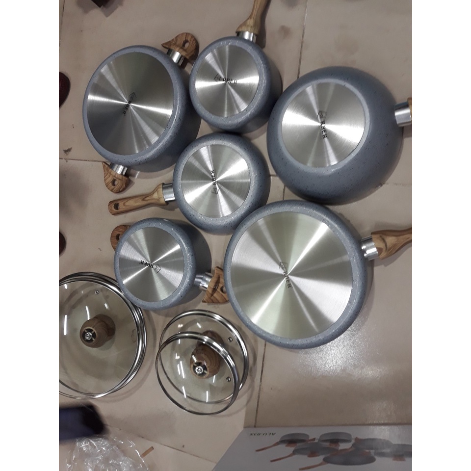 Bộ nồi nhôm đúc đáy từ 6 chiếc cao cấp ARBER Aluminium ALU03X hàng chính hãng bảo hành 12 tháng