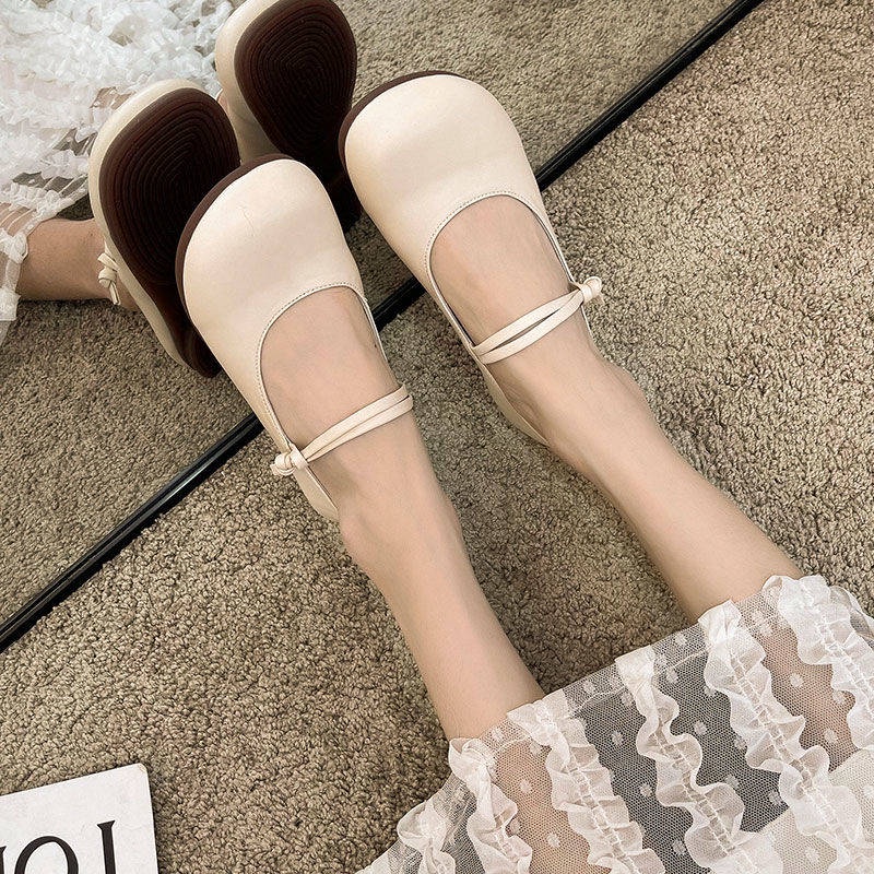 Giày mũi tròn Giày Búp Bê Đế Bằng Thiết Kế Mới Thời Trang Mùa Hè Theo Phong Cách Pháp