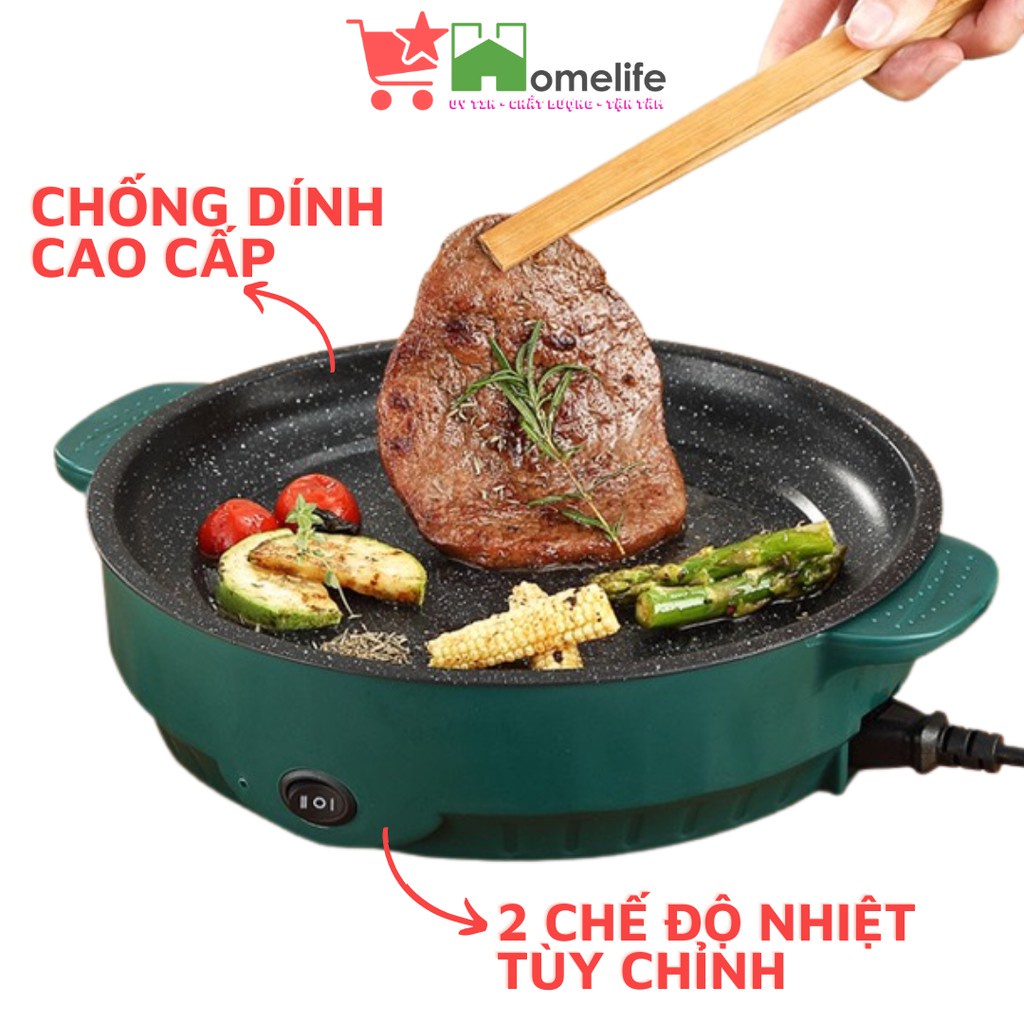 Chảo Nướng Điện Chống Dính Hàn Quốc Size 26CM, Bếp Nướng Mini ĐA NĂNG Sang Trọng