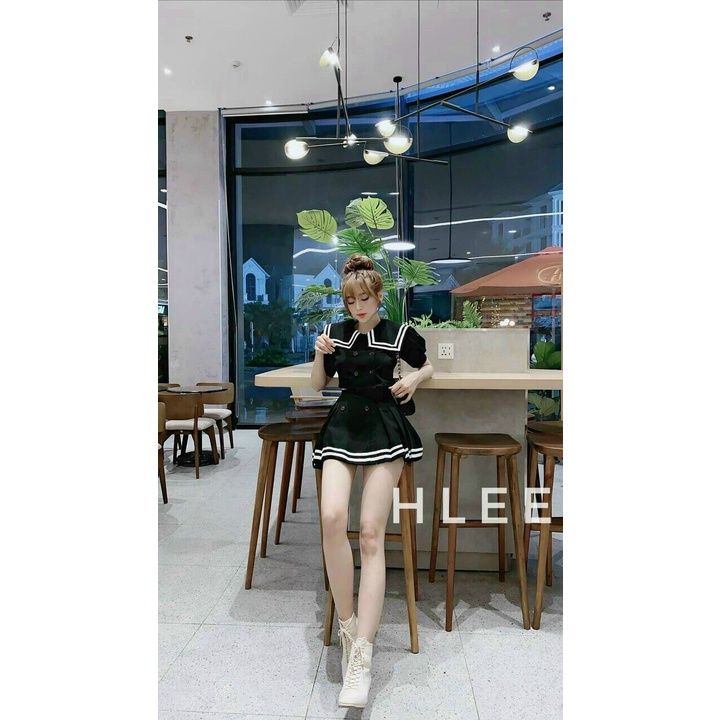 Set áo kèm chân váy thủy thu mặc nhà đi dạo xinh đẹp