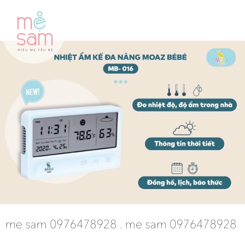 Nhiệt kế đo độ ẩm Moazbebe MB016