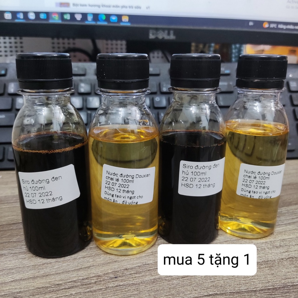 nước đường si rô đường đen DouXian dùng để pha chế - chai lẻ 100ml