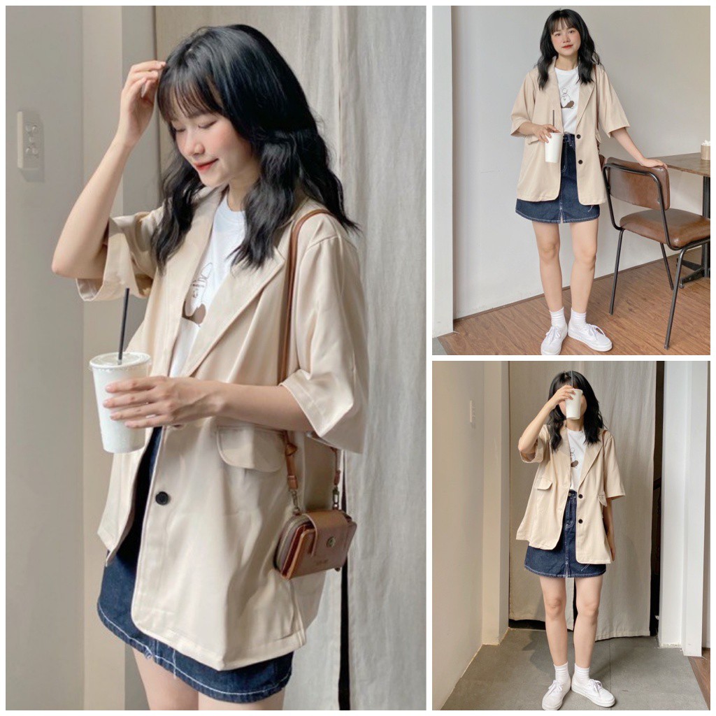 Áo Blazer Tay Ngắn Một Lớp 🌺FREESHIP🌺 Áo Vest Khoác Ngoài Ulzzang Style LAVUSA | BigBuy360 - bigbuy360.vn