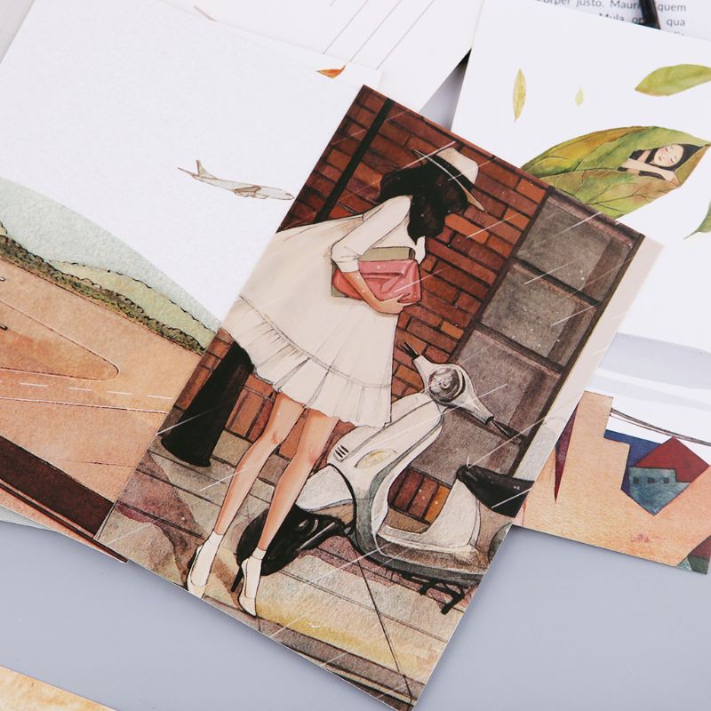 Set 30 Tấm Bưu Thiếp In Hình Phong Cách Cổ Điển