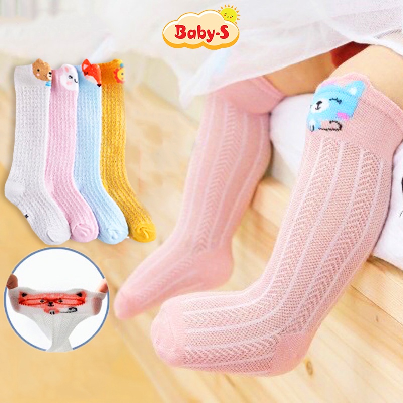 Tất cao cổ cho bé gái và bé trai 0-3 tuổi chống muỗi Baby-S, Vớ cho bé chống trơn trượt hình thú đủ màu sắc - ST019