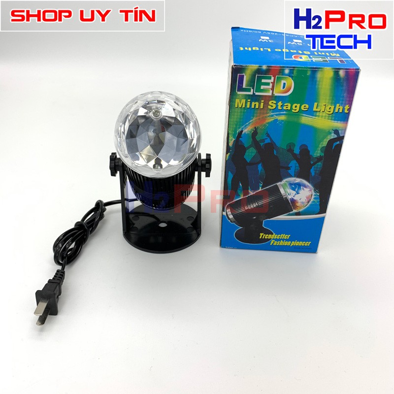 Đèn laser led Mini trụ xoay cảm ứng HF 011 đổi màu cảm ứng nhạc- Led Mini Stage Light