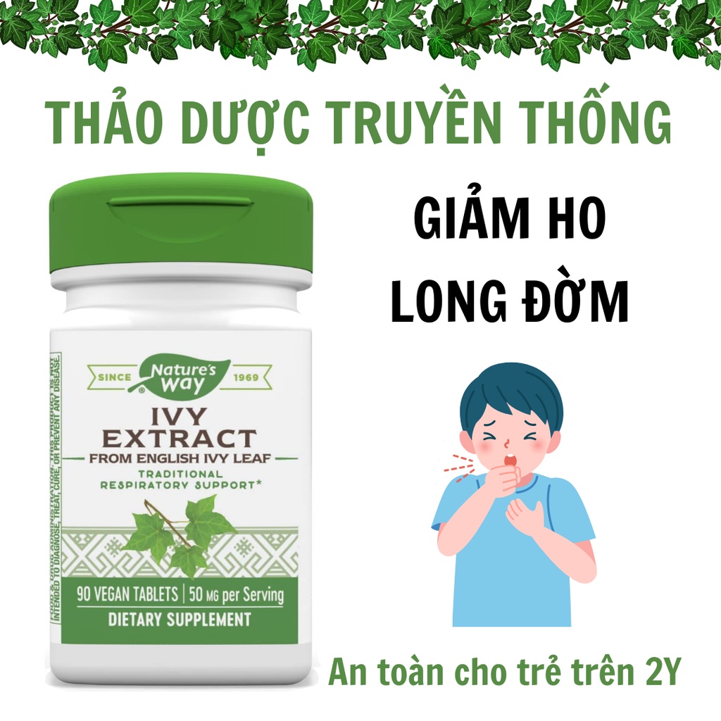 Viên uống chiết xuất lá thường xuân Nature’s Way giảm ho, viêm phế quản 90 viên.