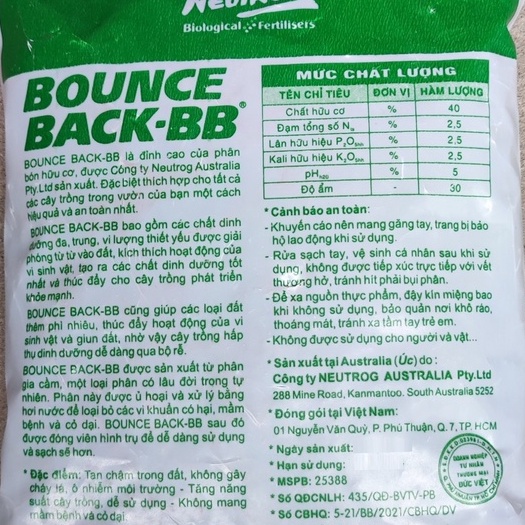 (1kg) Phân Hữu Cơ Dynamic Úc Bounce Back BB, Chuyên dùng rau màu, hoa kiểng (hữu cơ cá và thực vật)