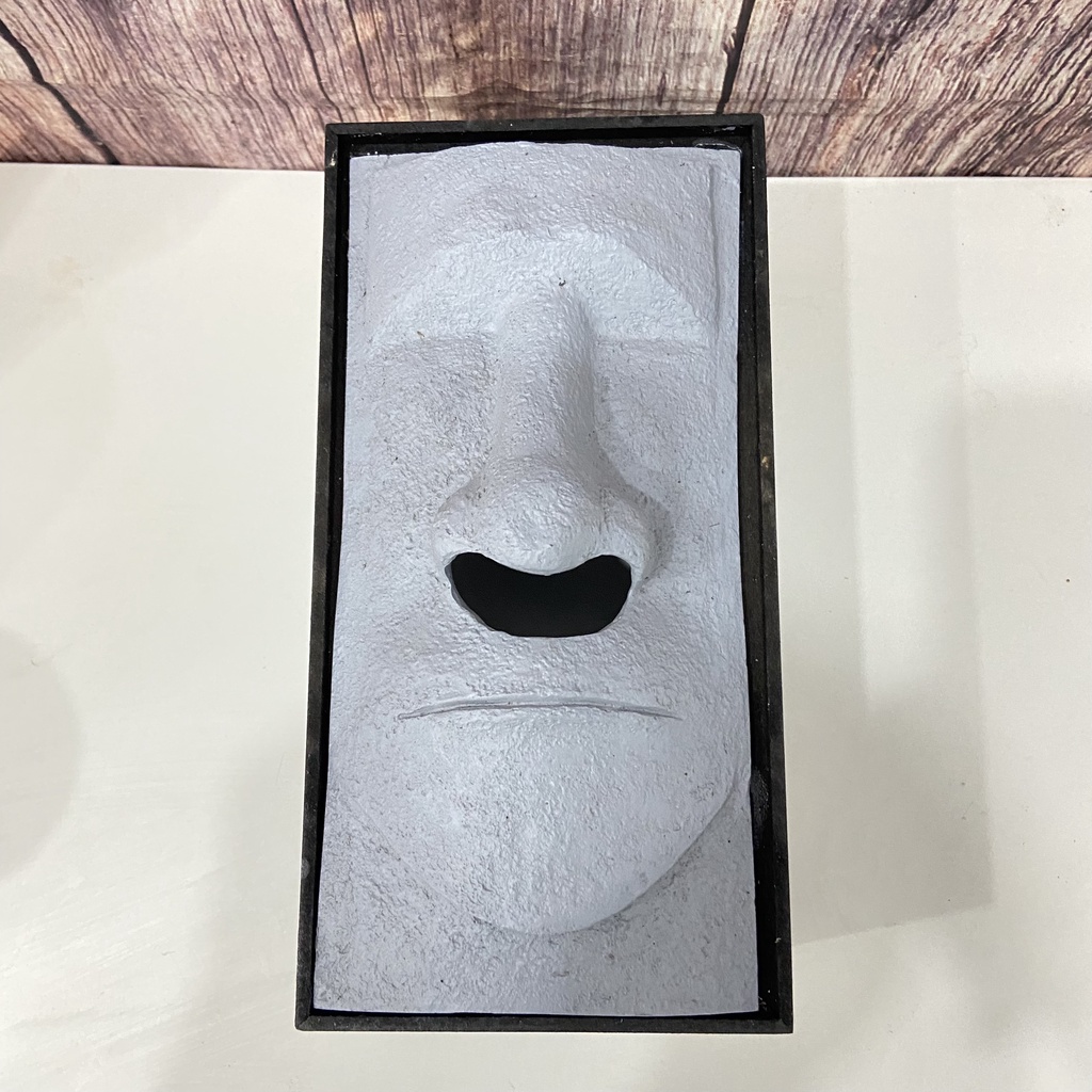 Tượng Rút Khăn Giấy Decor Nhà, Quán Ăn Hình MOAI Hộp Gỗ