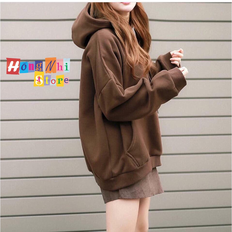 Áo Khoác Hoodie Trơn Ulzzang Unisex Màu Nâu Socola Chất Nỉ Bông Cao Cấp Dáng Rộng Nam Nữ - MM