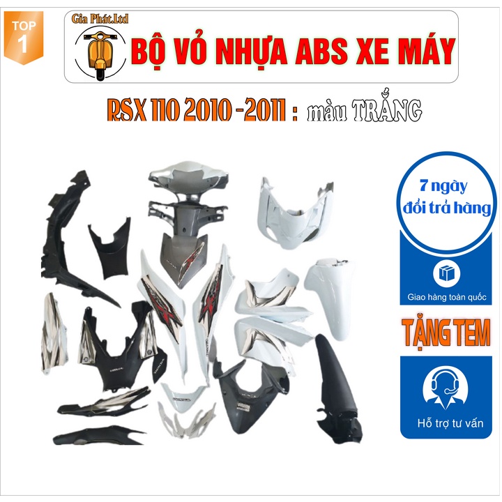 Dàn áo xe WAVE RSX 110 nhựa nguyên sinh ABS cao cấp màu TRẮNG đời 2010 -2011 - SPP549
