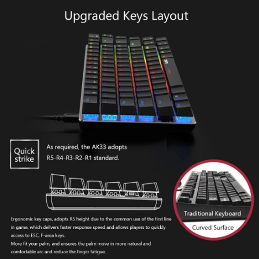 Bàn phím cơ chơi game 82 phím Ajazz Ak33