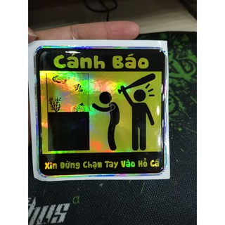 Logo cảnh báo không chạm vào hồ cá hài hước.