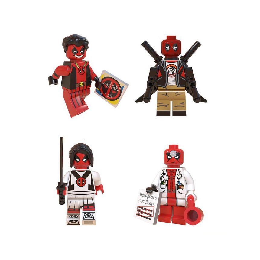 Bộ 4 nhân vật minifigures Deadpool WM6050