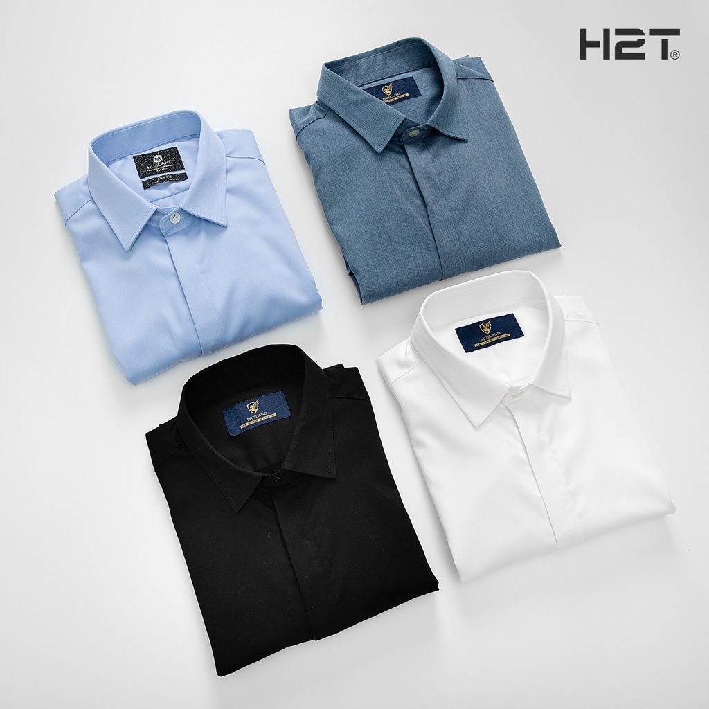 Áo Sơ Mi Nam Dài Tay H2T Kiểu Dáng Slim Fit, Chất Liệu Cao Cấp MUSLAND Vải Bamboo, Phần Nẹp Áo Che Cúc Ấn 1415 | BigBuy360 - bigbuy360.vn