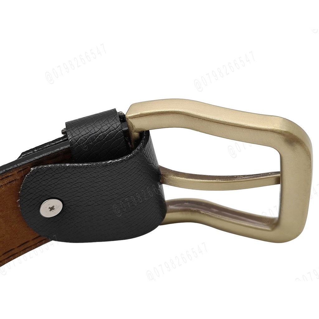 Thắt lưng cao cấp da PU DHM-202 | Đầu khóa kim màu đồng thời trang | Bảo hành 12 tháng