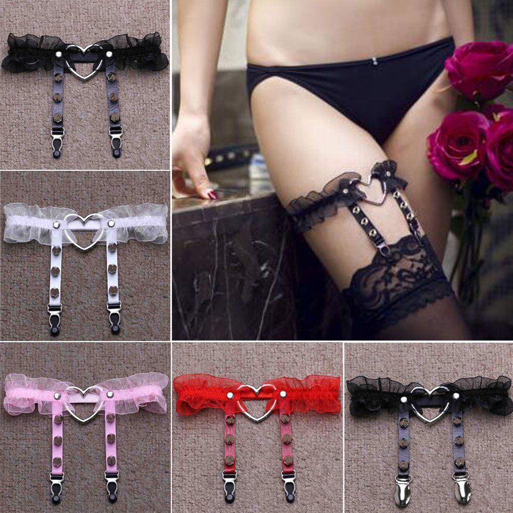 CACTU Dây Nịt Da PU Phối Ren Hoa Và Trái Tim Có Thể Điều Chỉnh Kích Cỡ