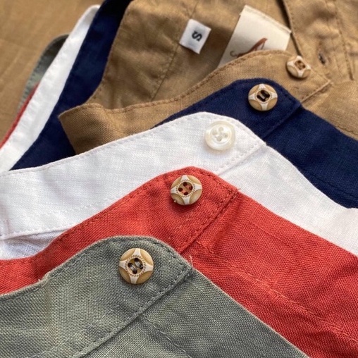 Áo Sơ Mi Nam Cổ Trụ Tay Dài Không Túi Linen Tưng