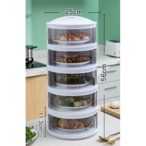 Lồng bàn tăng giữ nhiệt-Hộp đựng thực phẩm 5 tầng trong suôt,chống bụi tiện lợi (SP002195 ) shop phúc yến
