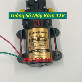 Máy bơm nước mini 12v áp lực cao - (bơm tăng áp Việt nhật 12v + chuyển ống 8mm)