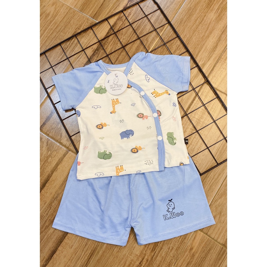 Quần áo sơ sinh Bộ cộc tay cho bé trai bé gái Thun Lạnh Khuy Chéo Acutebaby