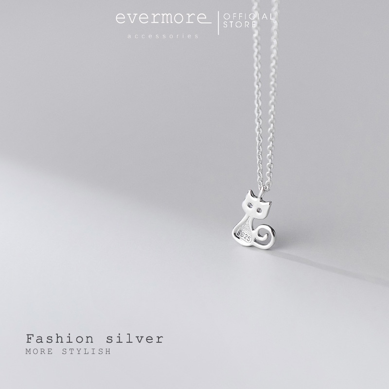 Dây chuyền bạc mèo con EVERMORE, vòng cổ bạc mèo con thanh lịch, minimalism - D026