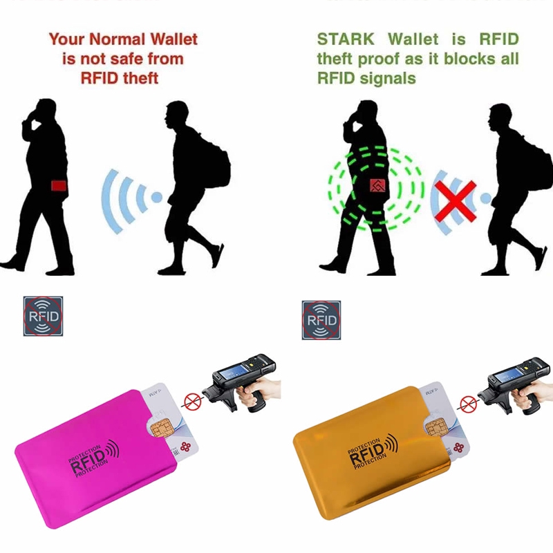 9*6.3cm Anti Rfid Wallet Blocking Reader Lock Bank Card Holder Id Bank Card Case Protection Metal Credit NFC Holder Alum