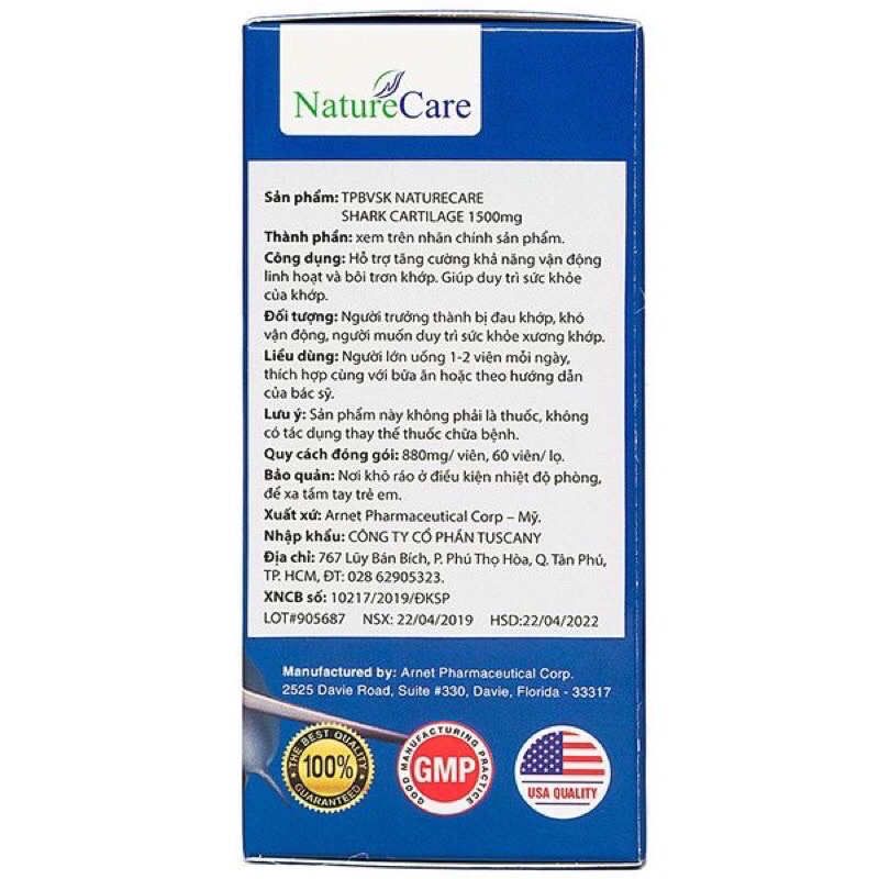 Viên Uống Bổ Xương Khớp Shark Cartilage Nature Care 60 Viên