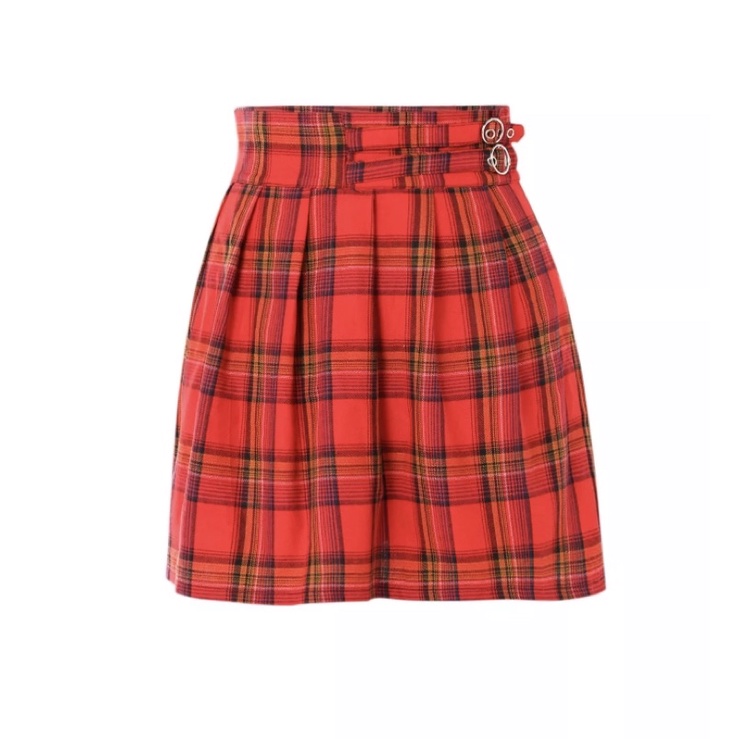 Váy Kẻ Ca Rô Hàn Quốc Cho Nữ, Nhẫn Kim Loại Thời Trang Mùa Hè Chân Váy Mini Xếp Ly Chữ A Cạp Cao | BigBuy360 - bigbuy360.vn