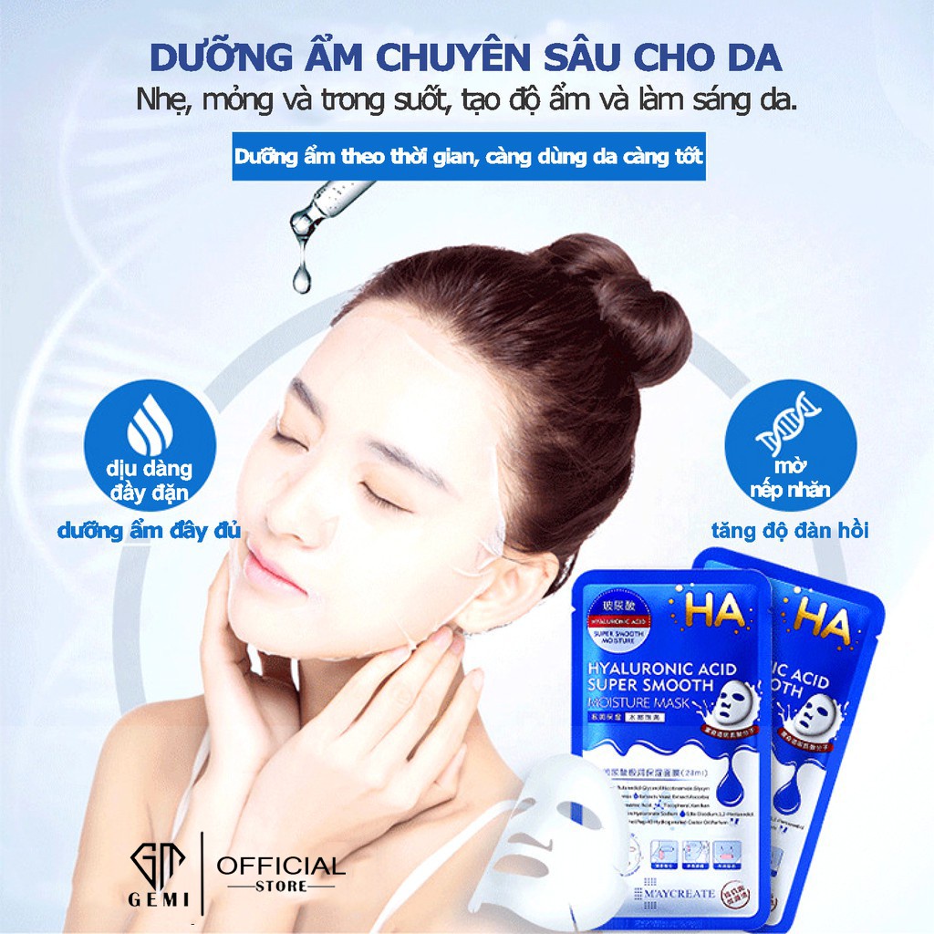 Mặt Nạ Dưỡng Da Mặt Nạ Dưỡng Ẩm Trắng Da Ha Hyaluronic Acid Maycreate Pl4 | Thế Giới Skin Care