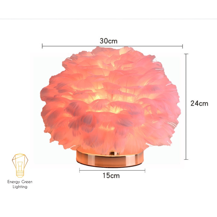 Đèn Bàn Lông Vũ Energy Green Lighting RH-307 Kiểu Dáng Hiện Đại,Sang Trọng - 3 Màu Sắc Thanh Lịch - 3 Chế Độ Ánh Sáng
