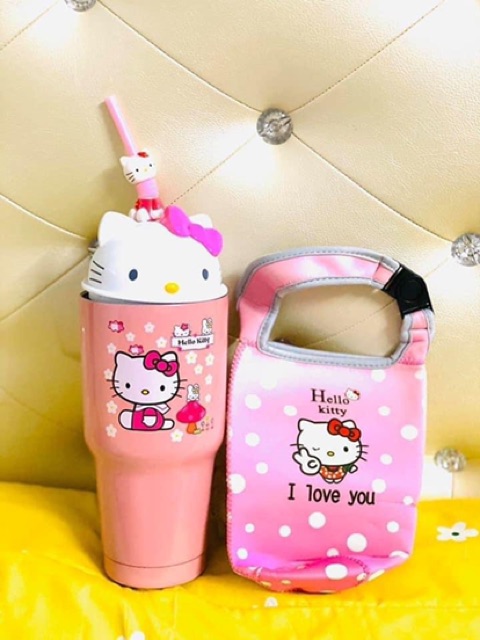 LY GIỮ NHIỆT NẮP 3D KITTY & DOREMON