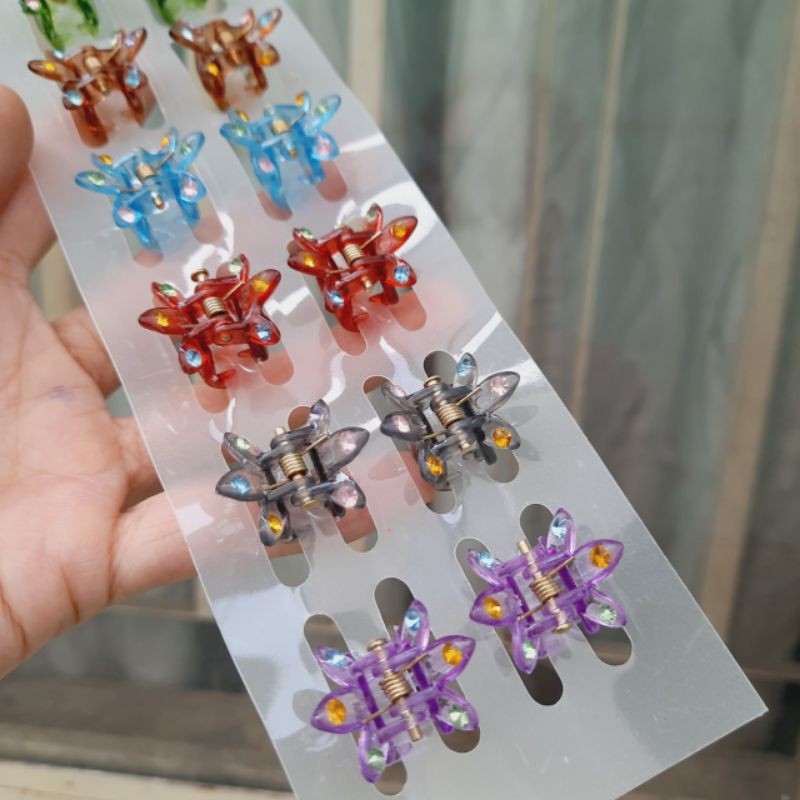 Vỉ 12 kẹp bướm nhí đỉnh (6 màu)