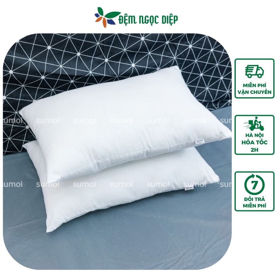 Ruột gối nằm ép hơi SUMOI kích thước 40x60 cm, lõi gối bông trắng tinh khiết cho ga giường poly cotton