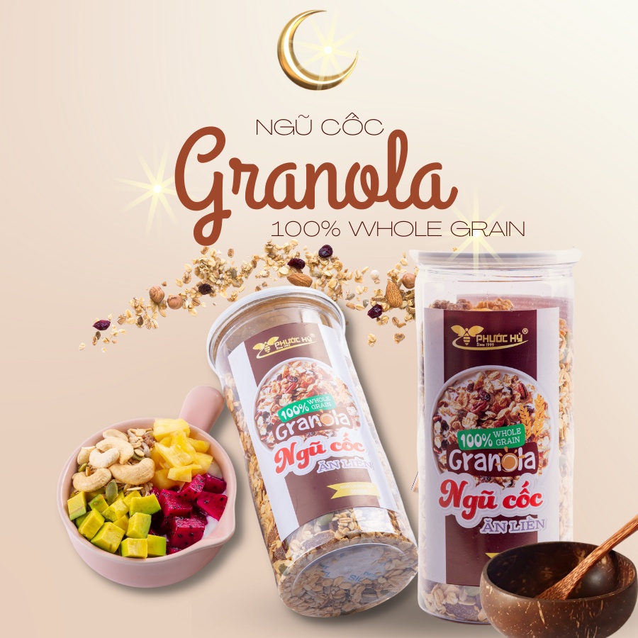 Granola Siêu Hạt Mật Ong Thơm Ngon, Ngũ Cốc Giảm Cân Thêm Hạt Điêu, Óc Chó Đỏ, Dừa Khô 12 Loại Hạt - PH HONEY