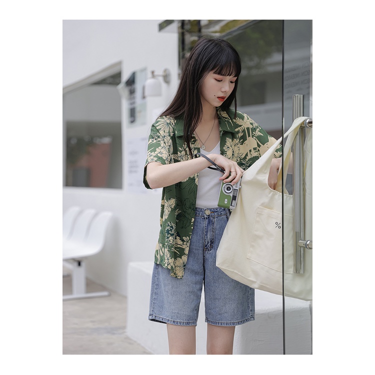 Áo Sơ Mi Họa Tiết Hoa retro Thời Trang Hè Phong Cách Hawaii Cho Nữ