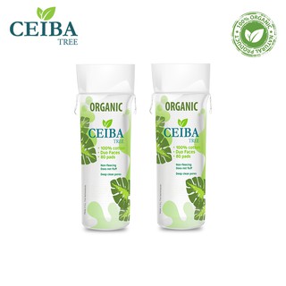Combo 2 bông tẩy trang Organic Ceiba duo face 100% cotton dành cho da nhạy cảm (80pads x2)