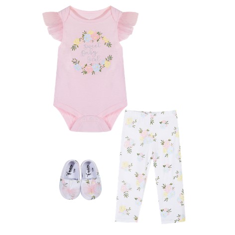 Set bộ quần áo body suit sơ sinh bé gái Rabity 3197