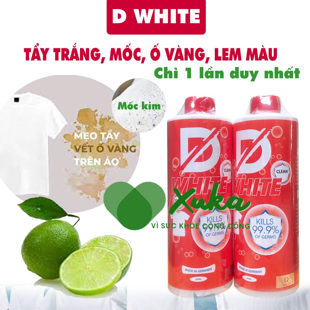 D White -  Nước Tẩy Quần áo, Tẩy mốc, Tẩy ố vàng, Tẩy lem màu... Thương hiệu số 1 Đức