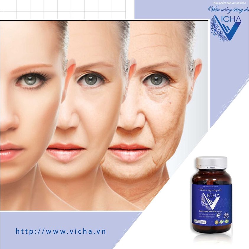 Viên uống sáng da, bật tông da nhanh tức thì, Collagen VICHA - 60 viên uống 💊.viên uống Collagen,Collagen, Colagen)