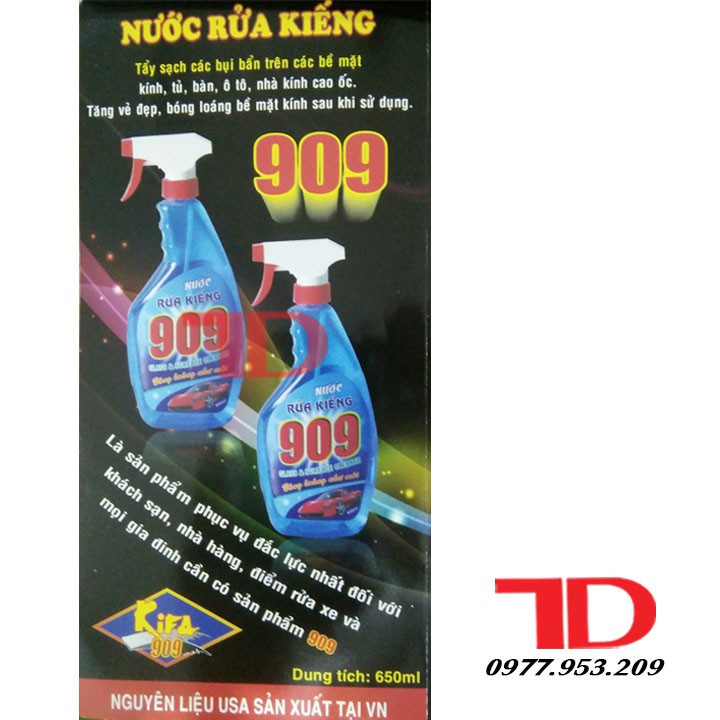 Nước rửa kiếng 909, chất tẩy rửa đa dụng, nước tẩy rửa vệ sinh kiếng các loại 909 650ml