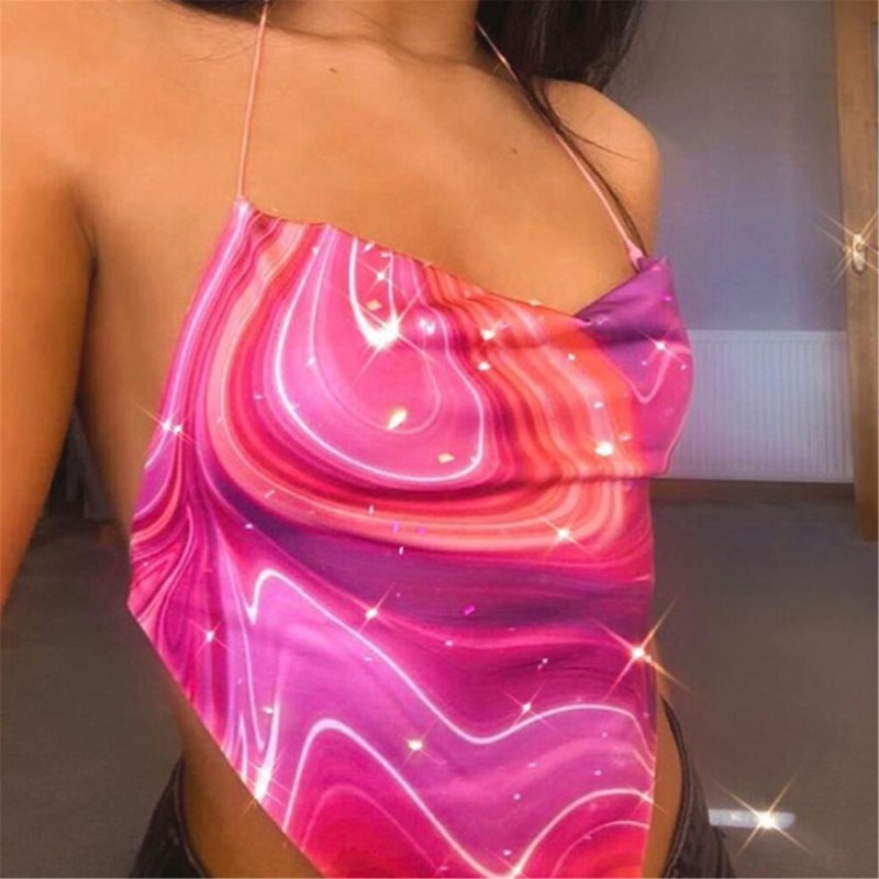 Áo Croptop Hai Dây Hở Lưng Nhuộm Màu Quyến Rũ Thời Trang Mùa Hè Cho Nữ