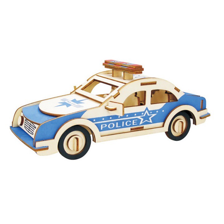 Đồ chơi bằng gỗ lắp ghép mô hình 3D - xe ô tô cảnh sát - cắt laser