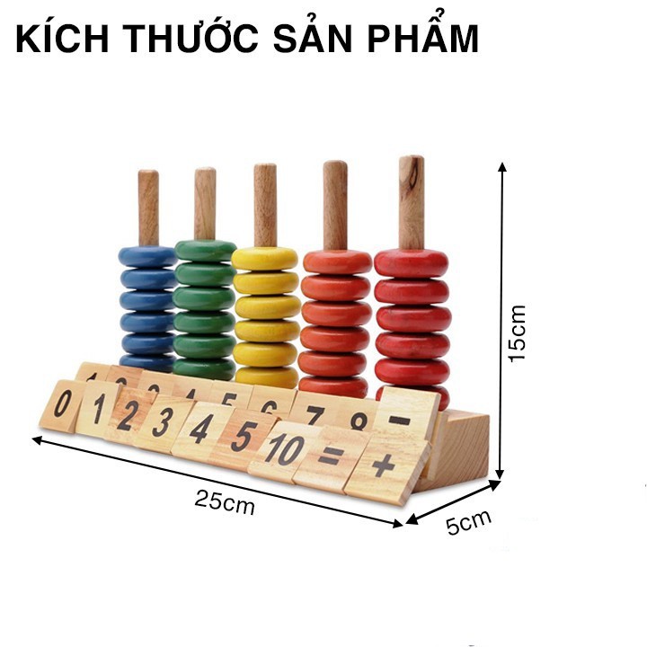 Bàn tính gỗ học đếm số hàng Việt Nam - Đồ dùng học tập và phát triển trí thông minh tư duy cho bé A117