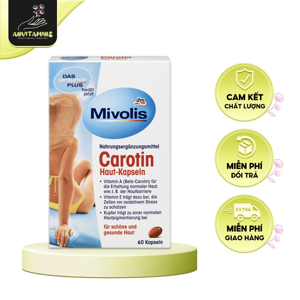 Viên uống chống nắng bảo vệ da Mivolis Carotin 60 viên - Anvitamins