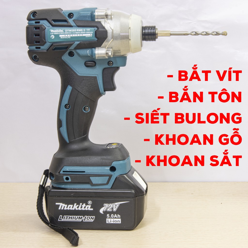 [TẶNG 5 ĐẦU KHẨU] Máy Bắt Vít Chuyên Dụng MAKITA 72V - Không chổi than - Pin Chuẩn 10 CELL - Máy Khoan pin MAKITA